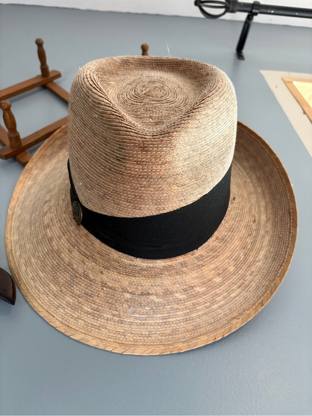 Men's Straw Fedora Hat with Black Band - Natural- Tula